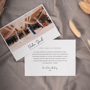 TIMON Danksagungskarte mit Foto, digitale DIY Vorlage, Dankeskarte Hochzeit, personalisierbar, Sofort Download, Pdf | DIN A6 quer