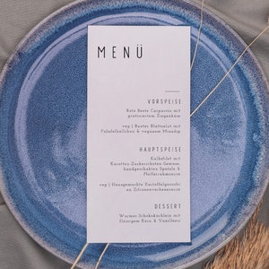 NALA Menükarte, digitale DIY Vorlage, Tischkarte Hochzeit, Abendessen Tischdekoration, personalisierbar, digitaler Download | In 2 Formaten