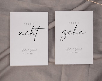 Modern Minimal Edit – Table Number Template, Place Cards, Wedding Table Numbers, Seat Selection, Range 1–13, Expandable | A6, A7