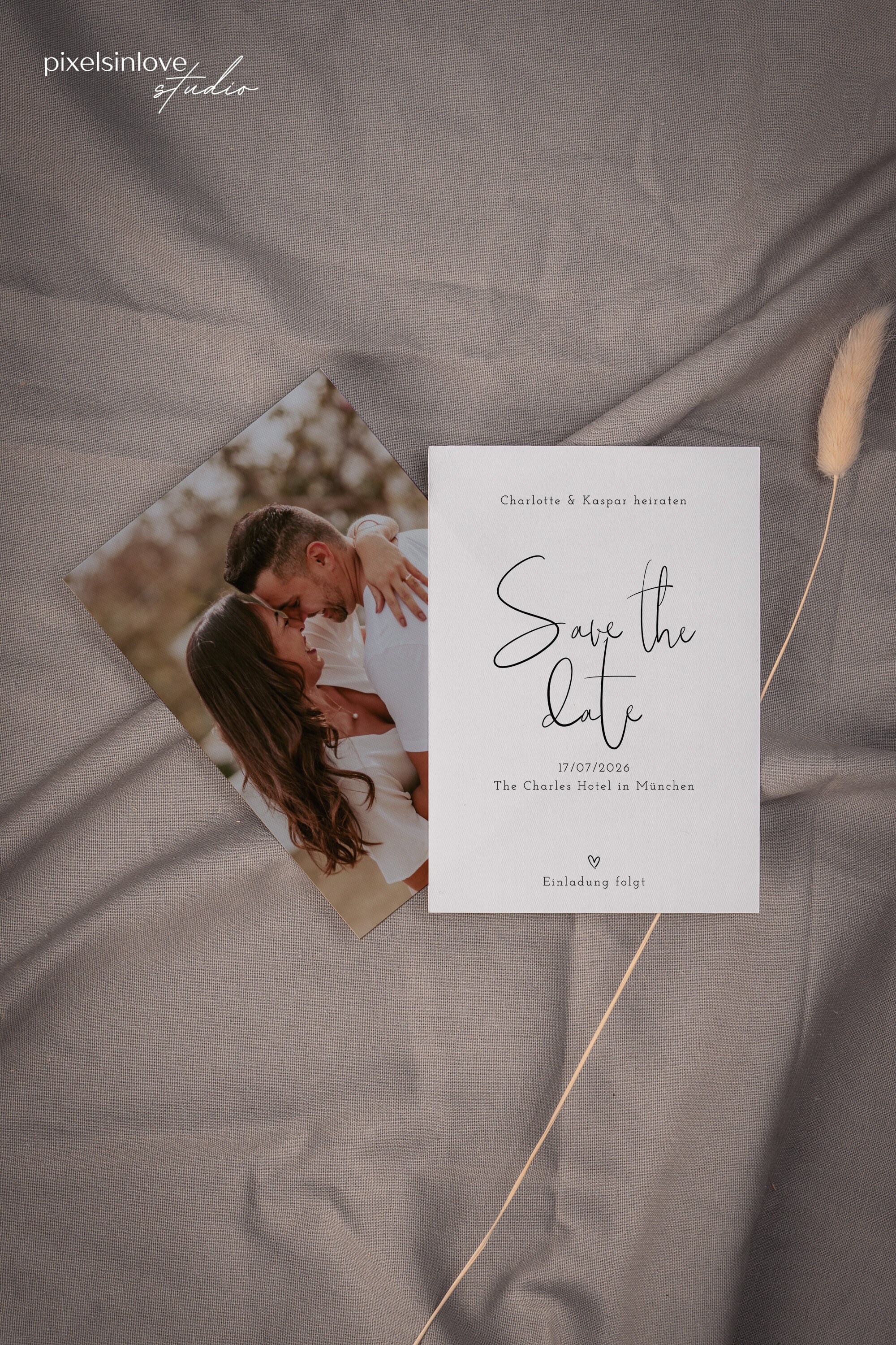 NALA Save the Date Karte, DIY Vorlage, Einladung Hochzeit, Foto Termin