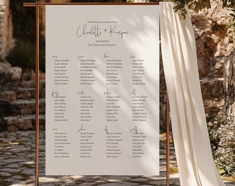Clean Script Edit – Wedding Seating Plan, Digital DIY Template, Guest Seating Arrangement, Table Plan, Customizable, Instant Download | DIN A1 + A2