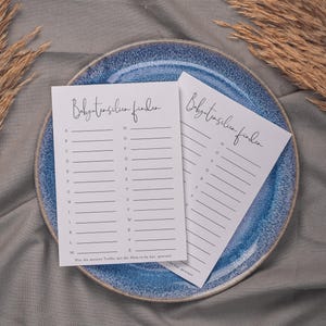 NALA Baby Party Game, plantilla digital de bricolaje, tarjetas ABC para completar, idea de baby shower A-Z, personalizable, descarga instantánea | Din A4 + A5