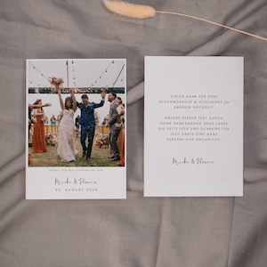 IDA Danksagungskarte mit Foto, digitale DIY Vorlage, Dankeskarte Hochzeit, personalisierbar, Sofort Download, Pdf | DIN A6 hoch