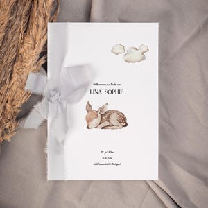 PUMBAA baptism church booklet forest animals, digital DIY template, Protestant, procedure Catholic baptism ceremony, immediate download, PDF | DIN A5 portrait