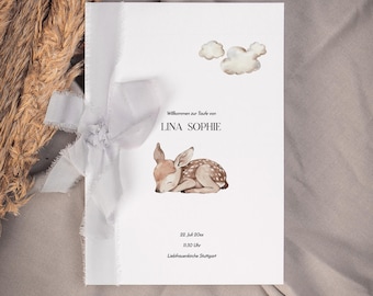 PUMBAA Baptism Church Booklet Woodland Animals, Digital DIY Template, Protestant, Catholic Baptism Service Order, Instant Download, PDF | DIN A5 portrait