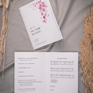 KOVU baptism church booklet blossoms flowers, digital DIY template, Protestant, procedure Catholic baptism ceremony, immediate download, PDF | DIN A5 portrait
