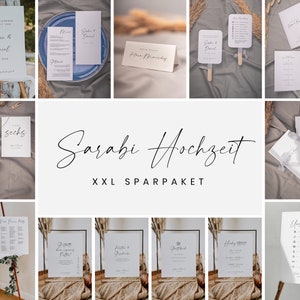 SARABI Hochzeit DIY Papeterie Set, digitale DIY Vorlagen, Poster, Schilder, Hochzeitsdekoration, personalisierbar, Sofort Download | Bundle