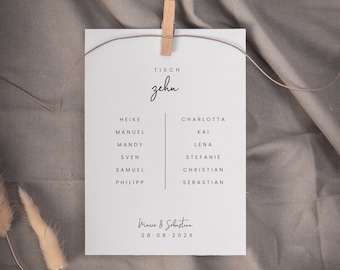 TIMON Sittplankort för upphängning, digital DIY-mall, gästbordsarrangemang, utskrivbar hallplan, anpassningsbar, direktnedladdning | DIN A6