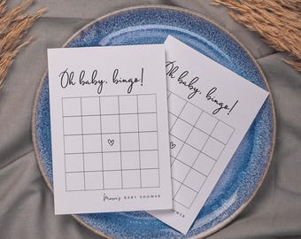 Edición de escritura a pincel – Bingo para bebés, plantilla digital para hacer tú mismo, tarjetas ABC para completar, baby shower de la A a la Z, personalizable, descarga instantánea | A4 + A5