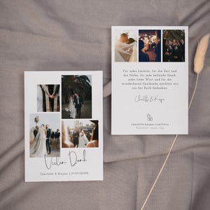 Carte de remerciement NALA avec photo v2, modèle DIY numérique, carte de remerciement de mariage, personnalisable, téléchargement instantané, PDF | DIN A6 portrait
