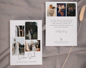 NALA Danksagungskarte mit Foto v2, digitale DIY Vorlage, Dankeskarte Hochzeit, personalisierbar, Sofort Download, Pdf | DIN A6 hoch