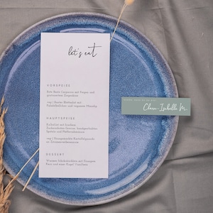 Tarjeta de lugar estrecha TIMON con tarjeta de menú, plantilla digital DIY, boda, personalizable, PDF | Menú en diferentes tamaños.