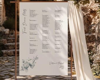 Eucalyptus Boho Edit – Wedding Seating Plan A-Z, Digital DIY Template, ABC Seating Arrangement for Guests, Table Plan PDF, Instant Download | DIN A1 + A2