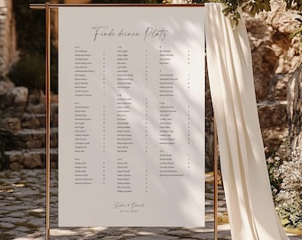 Modern Minimal Edit – Wedding Seating Plan A-Z, Digital DIY Template, ABC Seating Arrangement for Guests, Table Plan PDF, Instant Download | DIN A1 + A2