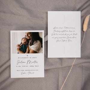 SARABI Baby Thank You Card with Photo v1, Digital DIY Template, Birth Thank You Card, Customizable, Instant Download, PDF | DIN A6 Portrait