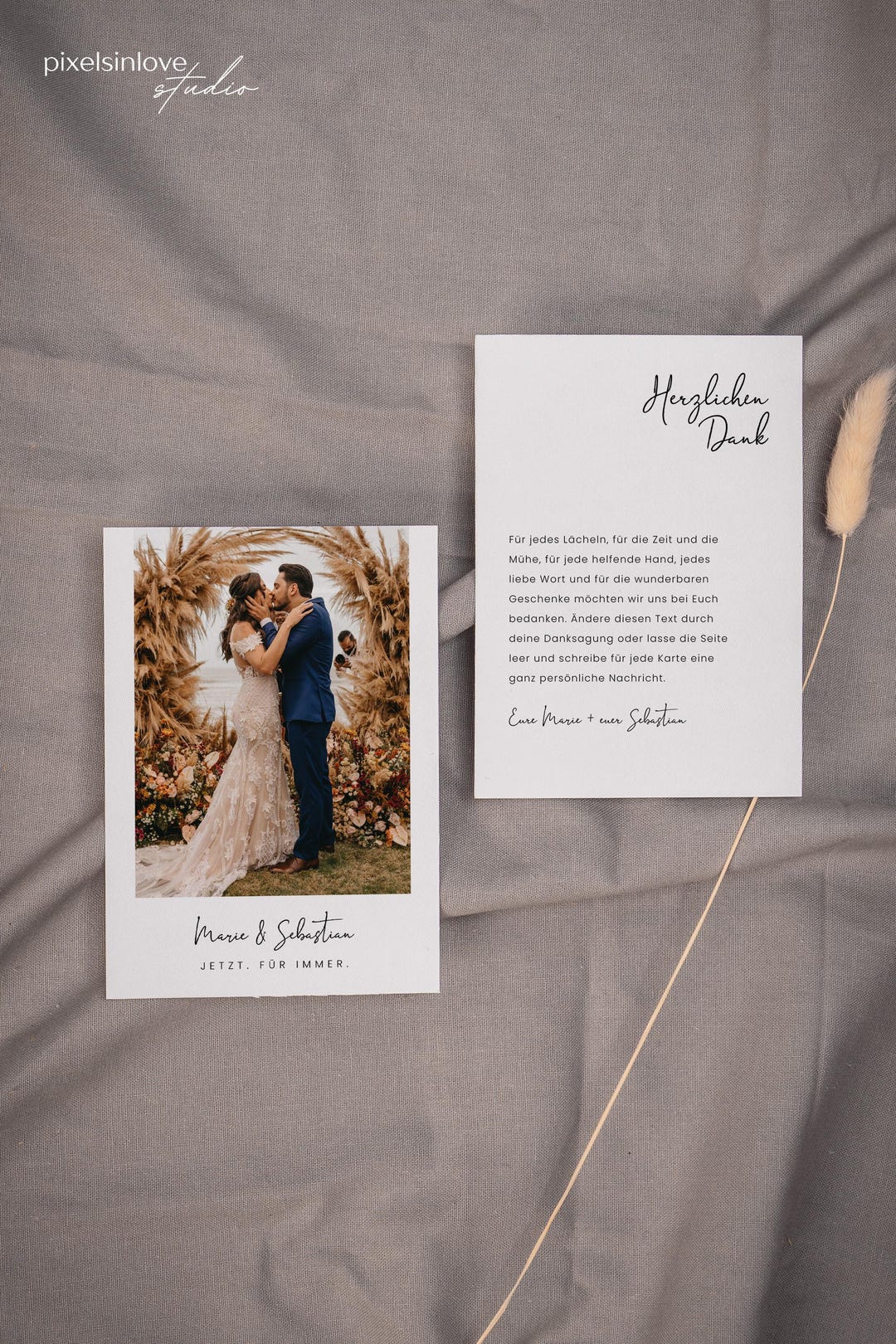 TIMON Thank You Card With Photo V2, Digital DIY Template, Wedding Thank ...
