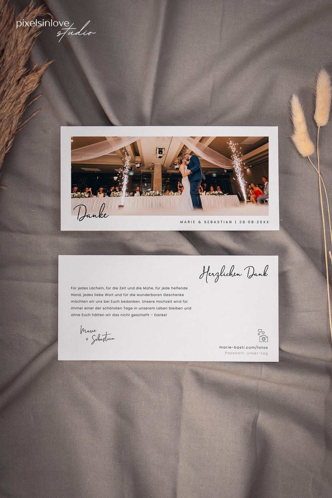 TIMON Thank You Card With Photos, Digital DIY Template, Wedding Thank ...