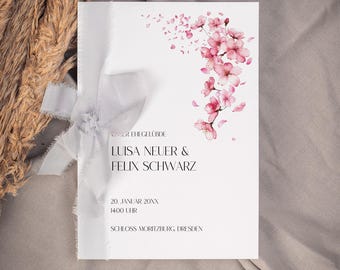 KOVU Wedding Vows Pink Flowers, Digital DIY Template, Wedding Vows, Wedding Saying Card, His and Her Words, Wedding, Instant Download | DIN A5
