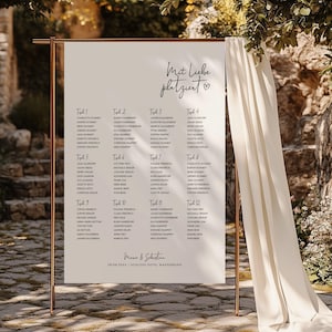 Brush Script Edit – Disposizione dei posti a sedere per matrimoni, modello digitale fai da te, allestimento dei tavoli per gli ospiti, personalizzabile, download immediato | DIN A1 + A2