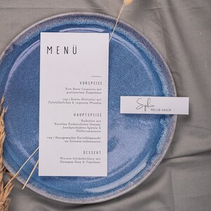 Tarjeta de lugar estrecha NALA con tarjeta de menú, plantilla de bricolaje digital, boda, personalizable, PDF | Menú en diferentes tamaños.