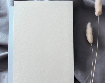 Set of 5 DIN A5 250g paper with leather embossing, cream, for weddings, invitations, birthdays, christenings, communions, DIY craft paper