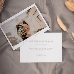 NALA Danksagungskarte mit Foto, digitale DIY Vorlage, Dankeskarte Hochzeit, personalisierbar, Sofort Download, Pdf | DIN A6 quer
