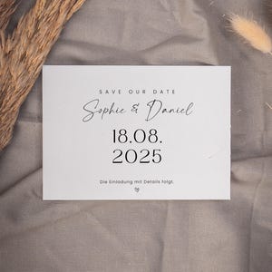 SARABI Save the Date Einladung, digitale DIY Vorlage, Karte Standesamt oder Hochzeit, personalisierbar, Sofort Download, Pdf | DIN A6 quer
