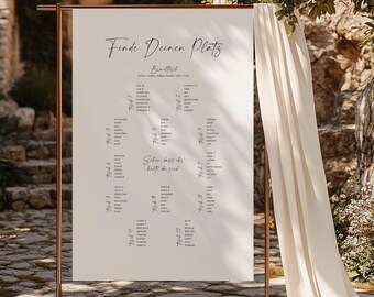 Modern Minimal Edit – Wedding Seating Plan Sign Printable, Digital DIY Template, Guest Seating Arrangement, Table Plan, Instant Download | DIN A1 + A2