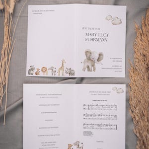 Livreto da Igreja de Batismo ZAZU Safari África, modelo digital DIY, cerimônia de batismo protestante, católica, download instantâneo, PDF | Retrato DIN A5