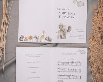 ZAZU Baptism Church Booklet Safari Africa, digital DIY template, Protestant, Catholic Baptism Service Order, Instant Download, PDF | DIN A5 portrait