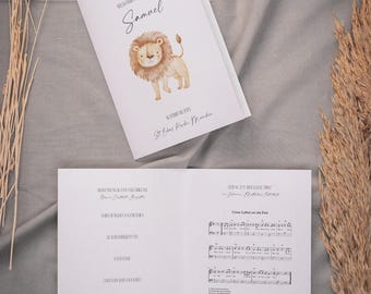 MUFASA Baptism Church Booklet Lion Safari, digital DIY template, Protestant, Catholic Baptism Service Order, Instant Download, PDF | DIN A5 portrait