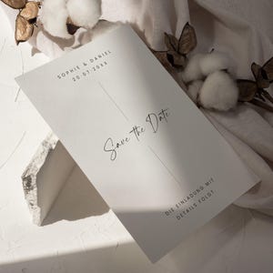 SARABI Save the Date Einladung, digitale DIY Vorlage, Karte Standesamt oder Hochzeit, personalisierbar, Sofort Download, Pdf | DIN A6 hoch
