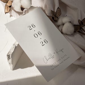 NALA Save the Date Einladung, digitale DIY Vorlage, Karte Standesamt oder Hochzeit, personalisierbar, Sofort Download, Pdf | DIN A6 hoch