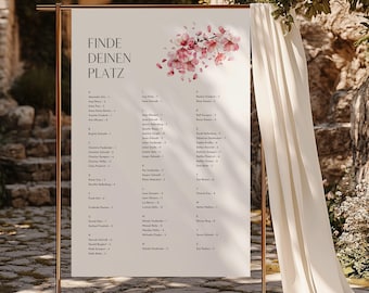 Sakura Bloom Edit – Wedding Seating Chart A-Z, Digital DIY Template, ABC Seating Arrangement for Guests, Table Plan PDF, Instant Download | DIN A1 + A2