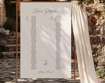 Eucalyptus Boho Edit – Wedding Seating Plan, Digital DIY Template, Guest Seating Arrangement, Table Plan, Customizable, Instant Download | DIN A1+A2