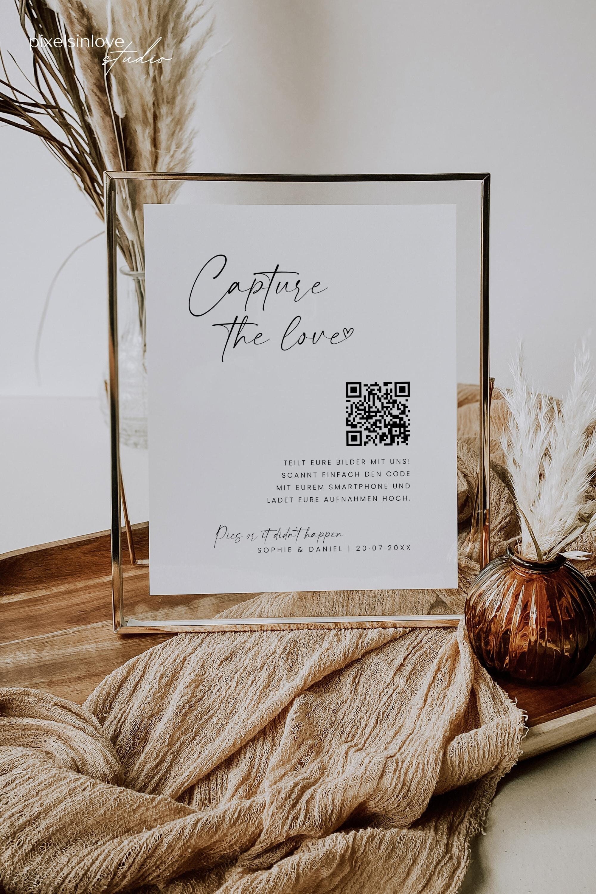 SARABI Customizable QR Code Poster, Digital DIY Template, Decoration Idea, Wedding Gift Table, QR Code Stand | A4, A5, 10 x 15 cm