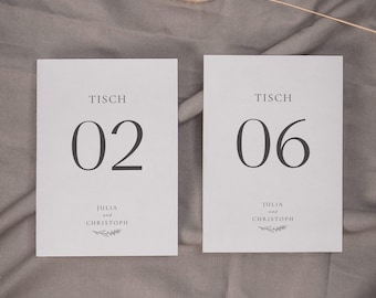 Botanical Line Edit – Table Number Template, Place Card with Numbers, Cherry Blossom Wedding, Numbers 1–13, Expandable | DIN A6, A7