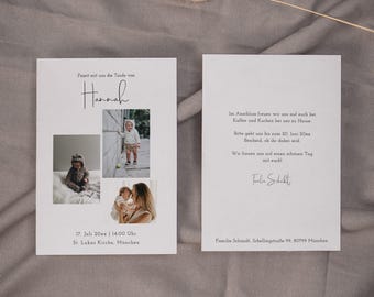Clean Script Edit – Baptism Invitation with Photo, Digital DIY Template, Baptism Invitation, Baptism Card, Customizable, Instant Download | DIN A6