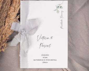 KIARA Church Booklet Wedding Eucalyptus, Digital DIY Template, Church Service, Wedding Ceremony, Wedding, Civil Ceremony, Instant Download | DIN A5