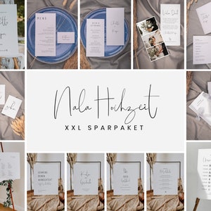 NALA Hochzeit DIY Papeterie Set, digitale DIY Vorlagen, Poster, Schilder, Hochzeitsdekoration, personalisierbar, Sofort Download | Bundle