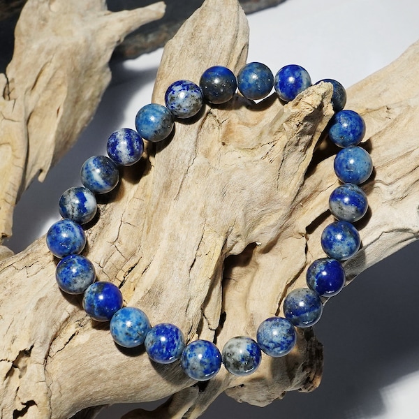 exquisites Lapis Lazuli Armband AAA, sehr schön gemusterte Perlen Ø 8mm, Unisex in verschiedenen Größen, made in Germany