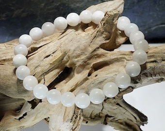 Moonstone bracelet white Ø 8 mm, unisex in different sizes, made in Germany