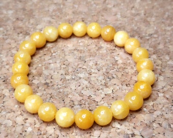 Bracelet jade sun yellow Ø 8 mm, unisex in different sizes, made in Germany