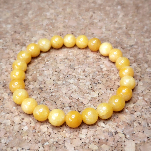 Bracciale giada giallo sole Ø 8 mm, unisex in diverse misure, prodotto in Germania