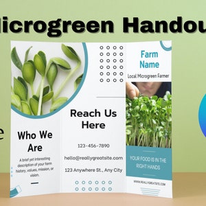 Farmer&#39;s Market Microgreen Brochure Z fold  Canva Template- Educational Microgreen Handout