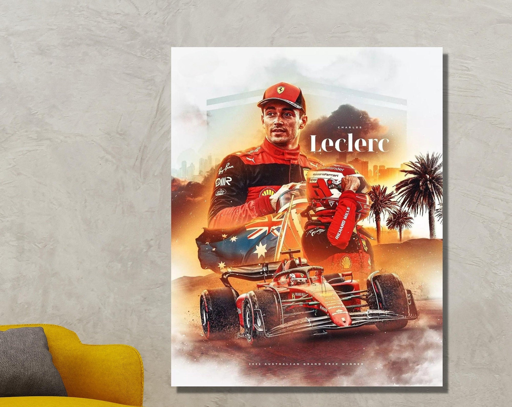 Charles Leclerc Poster, Leclerc Canvas Wall ArtCharles Leclerc F1