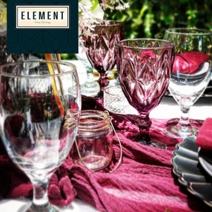 Plum Dark Pink Goblet | Pink Purple Colored Wine Glass | Pink Wedding | Vintage Style Drinking Glasses | Wedding Pink Glassware