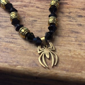 Black and gold Spidey spider necklace