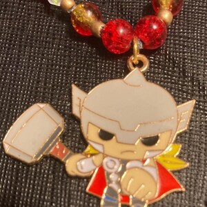 Scarlet chibi style Thor beaded necklace 134