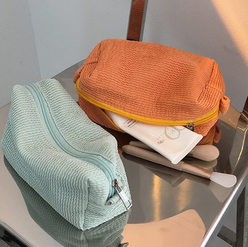 Make up Bag Terry Quilted Fabric Cosmetic Bag Cosmetic Bag Etsy